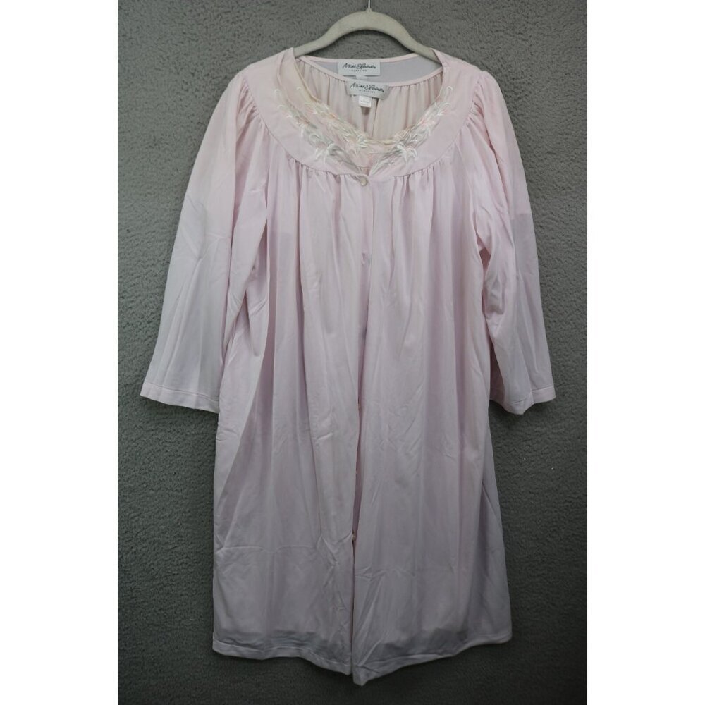 Miss Elaine Classics Vtg. Nylon‎ Gown & Robe-Large-Embroidered-Y2K